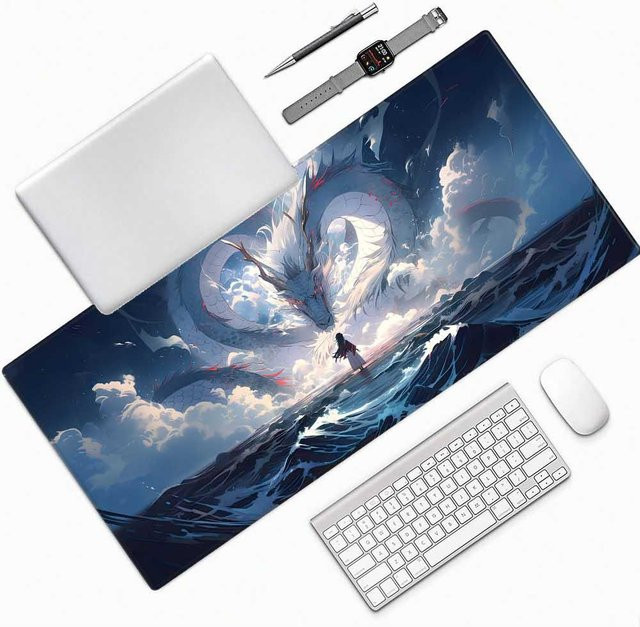 Mairuige Schreibtischunterlage mit Drachen-Design, minimalistisches großes Mauspad für Tastatur und Maus - Bild 1