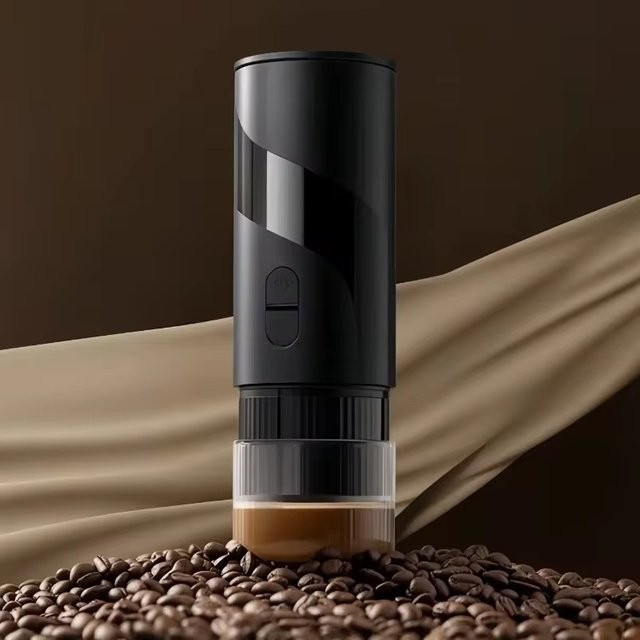 PLUZZ 2 in 1 Tragbare Kapsel-Kaffeemaschine in Schwarz mit Mini-Design und faltbarer Funktion - Bild 1