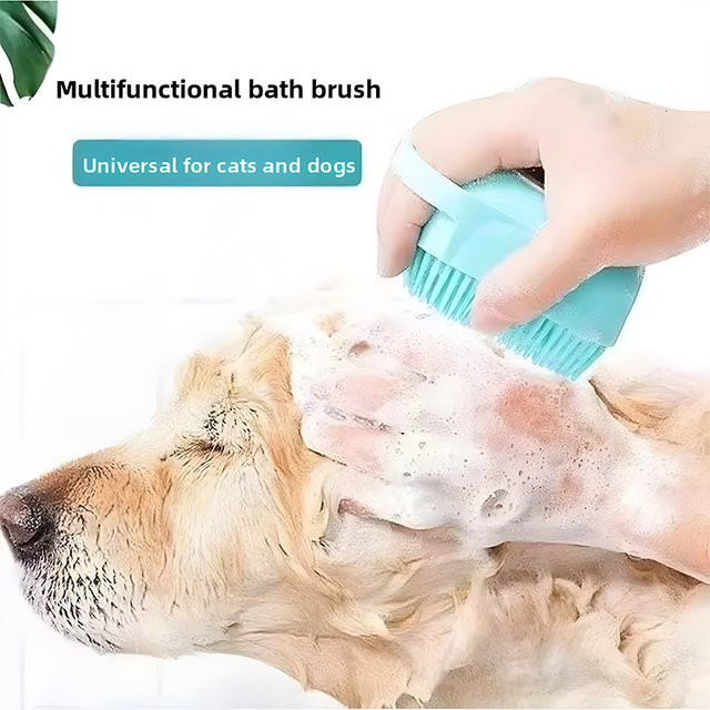 PETCLEAR Haustier-Badebürste aus weichem Silikon für Hunde und Katzen in Grün und Türkis - Bild 1