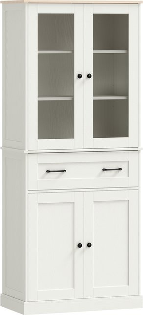 HOMCOM Küchenschrank Hochschrank Buffetschrank in Cremeweiß mit Acrylglastüren und Schublade, B/T/H: 76 x 40 x 182,5 cm - Bild 1