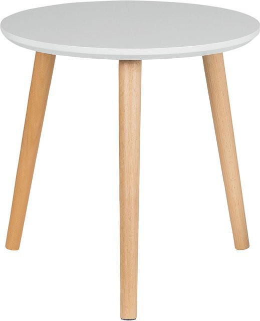 LIVARNO HOME Beistelltisch aus Massivholz Buche und MDF, rund, Weiß, Durchmesser: 40 cm, Höhe: 40,5 cm - Bild 1