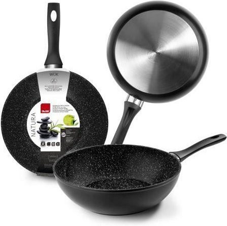 IBILI Wok Natura aus Aluminium mit antiadhäsiver Steinplatte in Schwarz, Durchmesser: 30 cm, kompatibel mit Induktion - Bild 1
