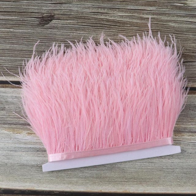 10 Meter rosa Straußenfeder-Besatzband aus natürlichen Federn für Dekoration und Handwerk, Breite: 8-10 cm - Bild 1