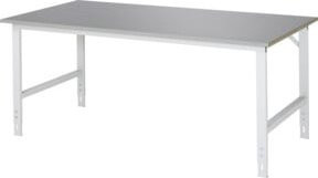 Rau Arbeitstisch Tom höhenverstellbar mit Edelstahlbelag, silber/lichtgrau, B: 200 cm, T: 100 cm, H: 76-108 cm - Bild 1
