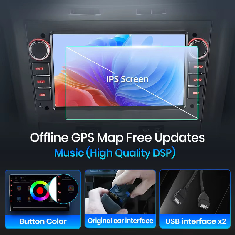 Junsun 7 Zoll Kabelloses CarPlay und Android Auto Autoradio für Opel Astra Vectra Vauxhall Antara Zafira Corsa Vivaro Meriva Combo Tigra, 2DIN Multimedia-Stereoanlage in Schwarz mit GPS, Bluetooth und SWC - Bild 6