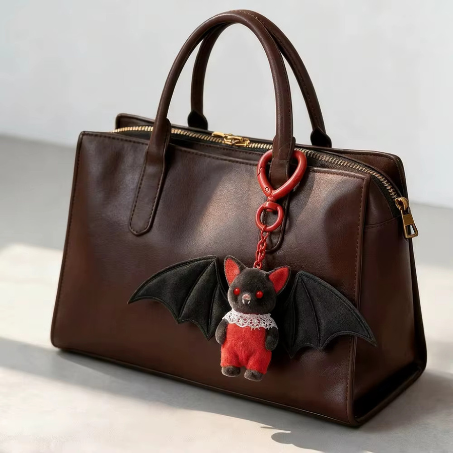 FTCY Schlüsselanhänger Plüsch-Fledermaus, schwarz, Unisex - Bild 4