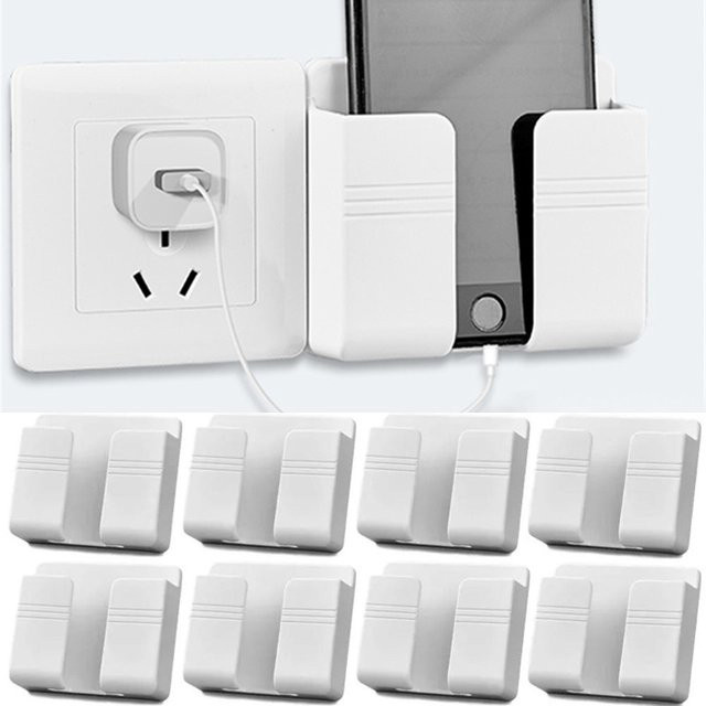 Fomscvka Multifunktionaler Handyhalter und Wandmontierte Aufbewahrungsbox in Schwarz als Fernbedienungs- und Handy-Ladestation Organizer - Bild 1