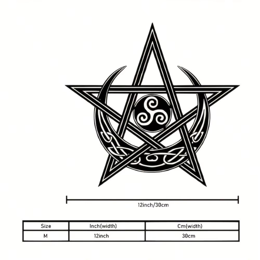 CIFBUY Metall Wandkunst Keltischer Knoten Triquetra Stern und Mondzeichen in Schwarz als geometrische Hängedekoration für Innen und Außen - Bild 3
