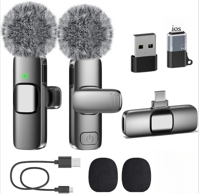 Basix Kabelloses Lavalier-Mikrofon für Android, Mini-Ansteckmikrofon mit Geräuschunterdrückung für Vlogs, YouTube und Videoaufnahmen - Bild 1