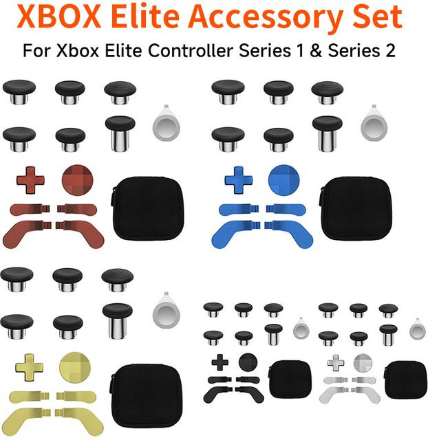 KD.FLY Zubehör-Kit für Xbox One Elite Series 2 Controller mit Metall-D-Pad, Trigger-Paddles, Reparatur-Set und Gamepad-Daumengriffen - Bild 1