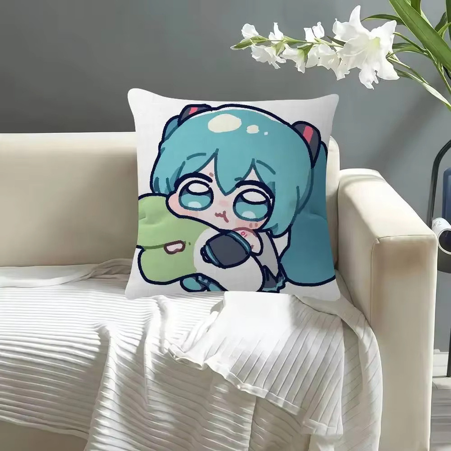 Dekorativer Anime Hatsune Miku Kissenbezug aus Polyester, B/H: 30 x 50 cm, Mehrfarbig - Bild 6