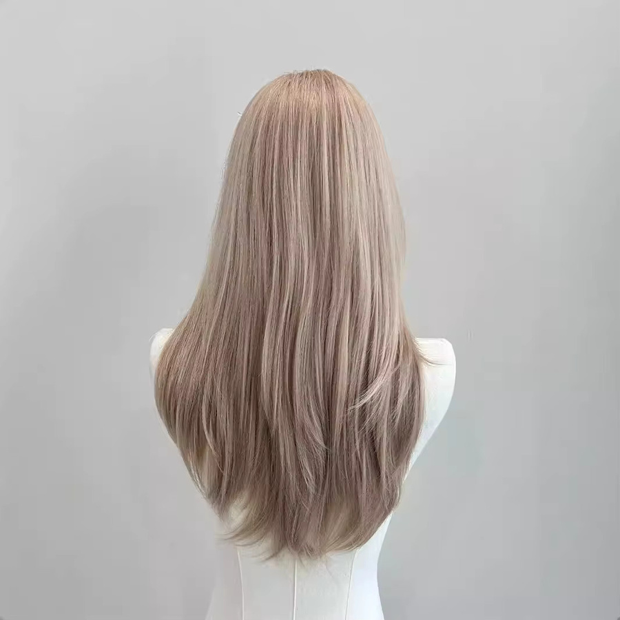 Blonde Perücke für Damen, gerade, geschichtet mit Pony, 50,8 cm - Bild 3