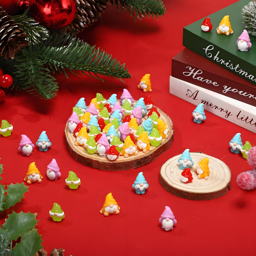 Yiran toy Mini-Gnome-Figuren aus Harz in Multicolor als Weihnachtsdekoration für den Weihnachtsbaum oder Feengarten - Bild 2
