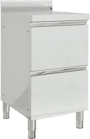 vidaXL Gewerbe-Küchenschrank aus Metall mit 2 Schubladen in Silber, B/T/H: 50 x 60 x 96 cm