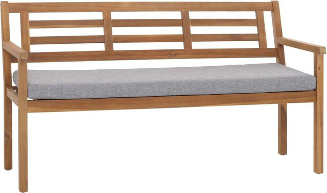 PROREGAL Gartenbank aus Akazie mit grauen Kissen, H: 82 cm, B: 145 cm, T: 59 cm - Bild 1