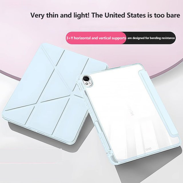 Transparente Acryl Schutzhülle für Huawei Matepad X7, X8, X9, X11, X12 Pro und PaperMatte 12,2 Zoll mit Y-Folding Design und stoßfestem Schutz in Pink - Bild 1