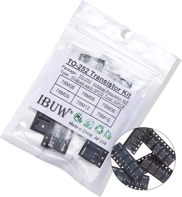 pumuddsy TO-252 Transistor-Kit, 30 Stück, Schwarz, Typen: 78M05, 78M06, 78M08, 78M09, 78M12, 78M15 - Bild 1