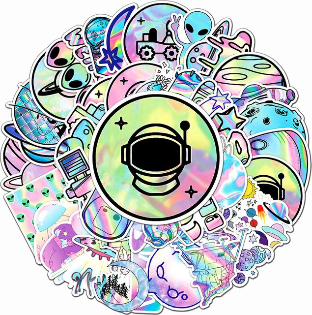 Charile Laser-Weltraum-Astronauten-Alien-Aufkleber, Sticker-Set, 10/30/50 Stück - Bild 1