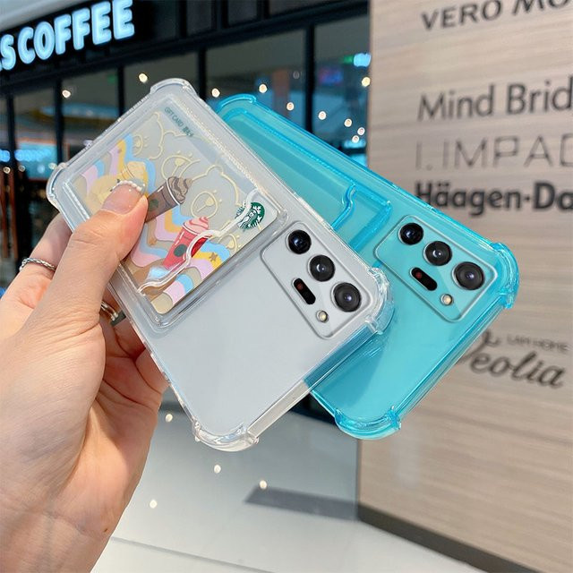 Transparente Karten-Tasche und Brieftasche als Schutzhülle für Samsung Galaxy A-Serie (A12 bis A54 5G) in Blau - Bild 1
