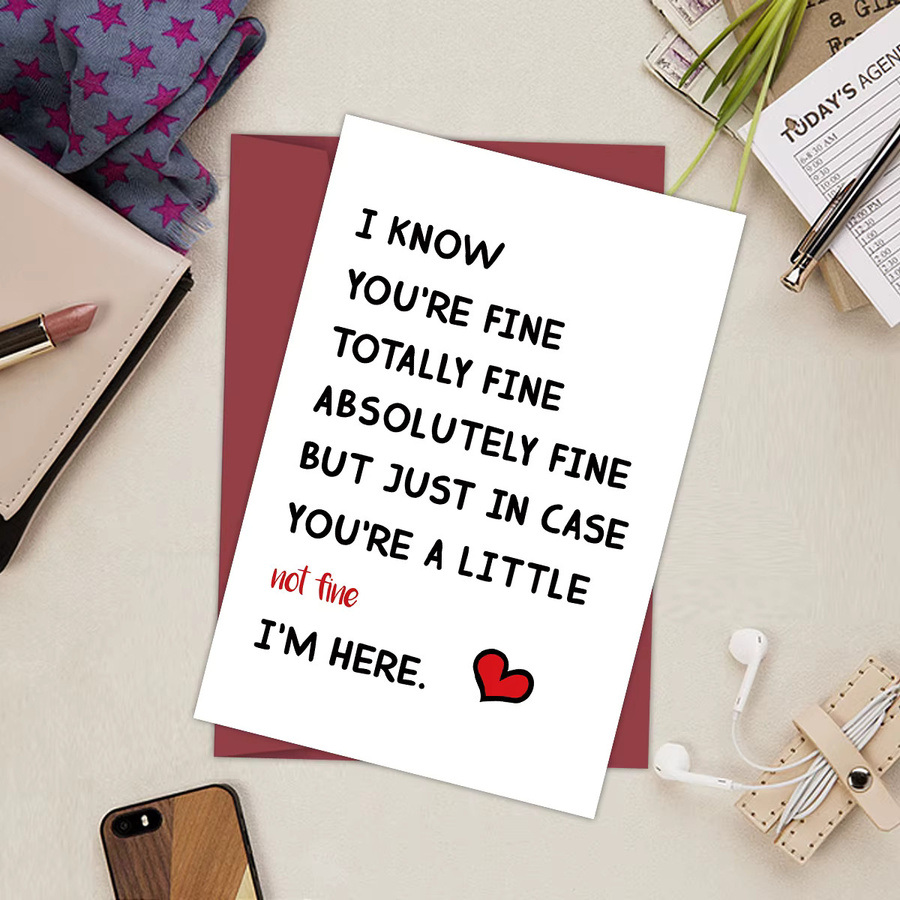 Ermutungskarte You'Re Total Fine I'M Here For You in Weiß aus Papier - Bild 2