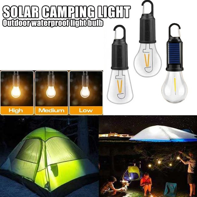 LINYILIGHT Campinglampe, tragbare LED-Taschenlampe mit Solar- und USB-Aufladung, wasserdichte COB-Notfalllampe in Schwarz für Outdoor, Angeln und Wandern - Bild 1
