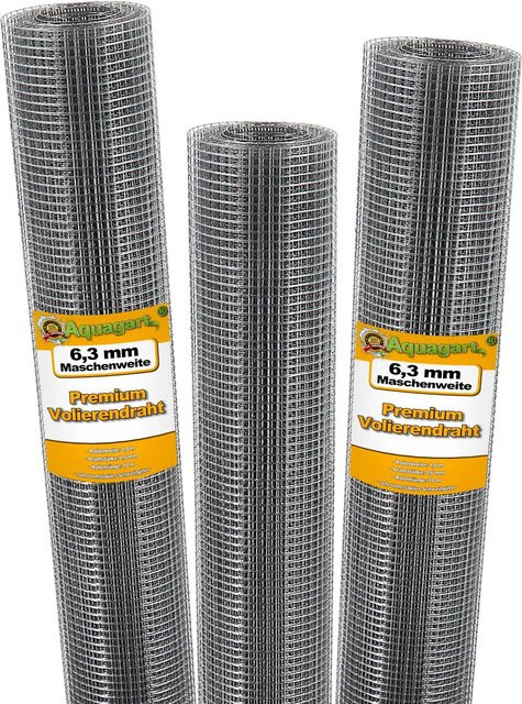 Aquagart Volierendraht Schweissgitter aus verzinktem Stahl, Farbe: Silber, B: 1 m, H: 10 m - Bild 2