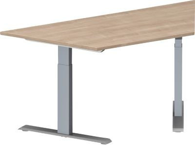 Schäfer Shop Genius Konferenztisch MODENA FLEX in Trapezform mit T-Fuß Rechteckrohr, Eiche-Dekor und Weißaluminium, B: 160 cm, T: 80 cm, H: 65-85 cm