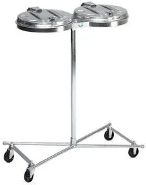 PROREGAL Doppel-Abfallsammler aus verzinktem Stahl mit Metall-Deckel, fahrbar, 2 x 120 Liter, Farbe: Silber, H x B x T: 102 x 86 x 48 cm - Bild 1