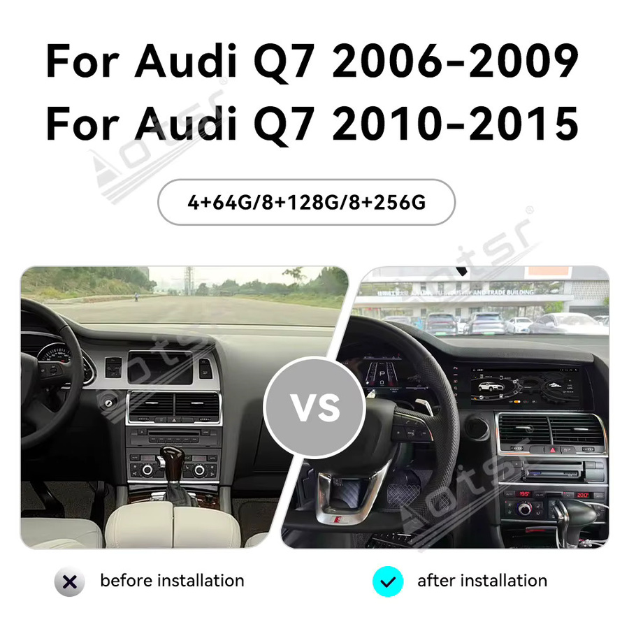 Aotsr Digitales Instrument mit GPS-Navigation und Dual Screen CarPlay für Audi Q7, Schwarz - Bild 2