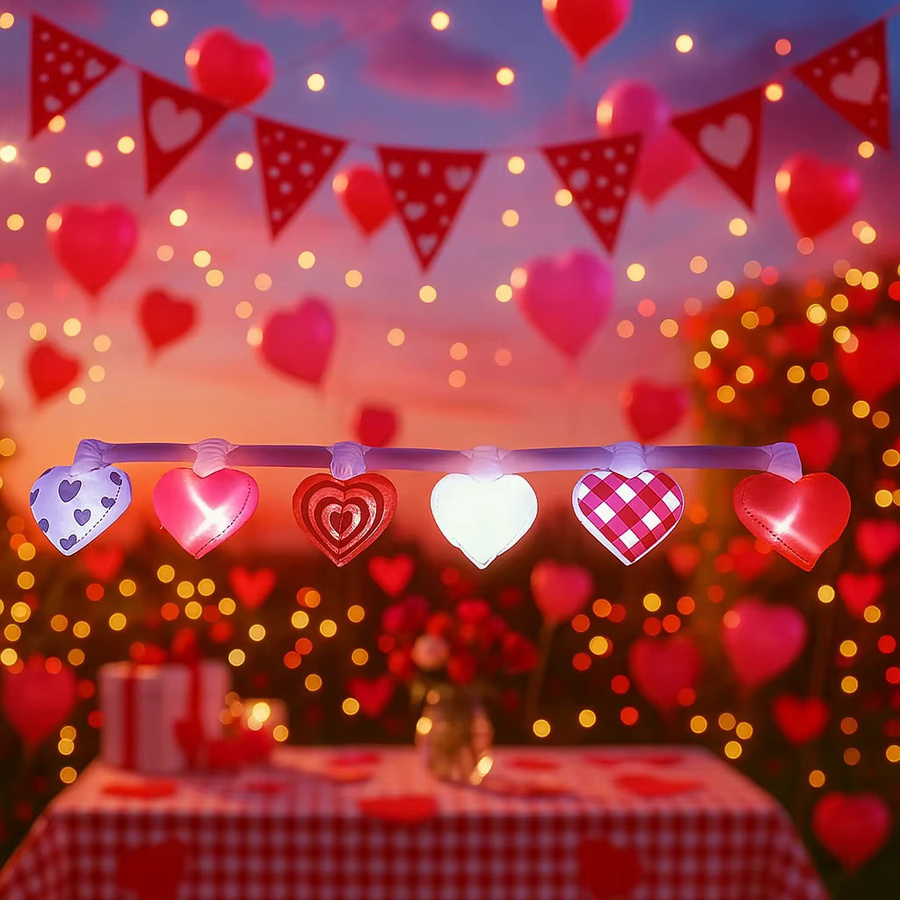 Aufblasbare Valentinstag Outdoor Dekoration mit LED-Lichterkette in Herzform, Rot/Mehrfarbig, 4,5 m Höhe - Bild 1