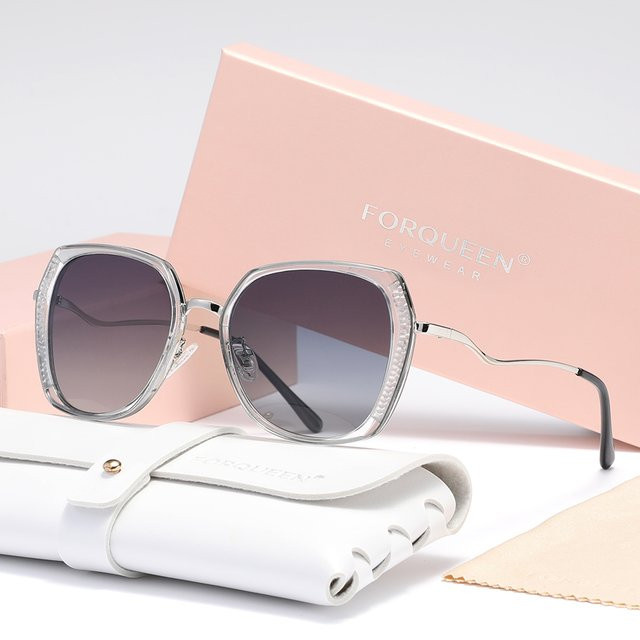 FORQUEEN Sonnenbrille Schmetterling, Vollrand, grau, Damen - Bild 1