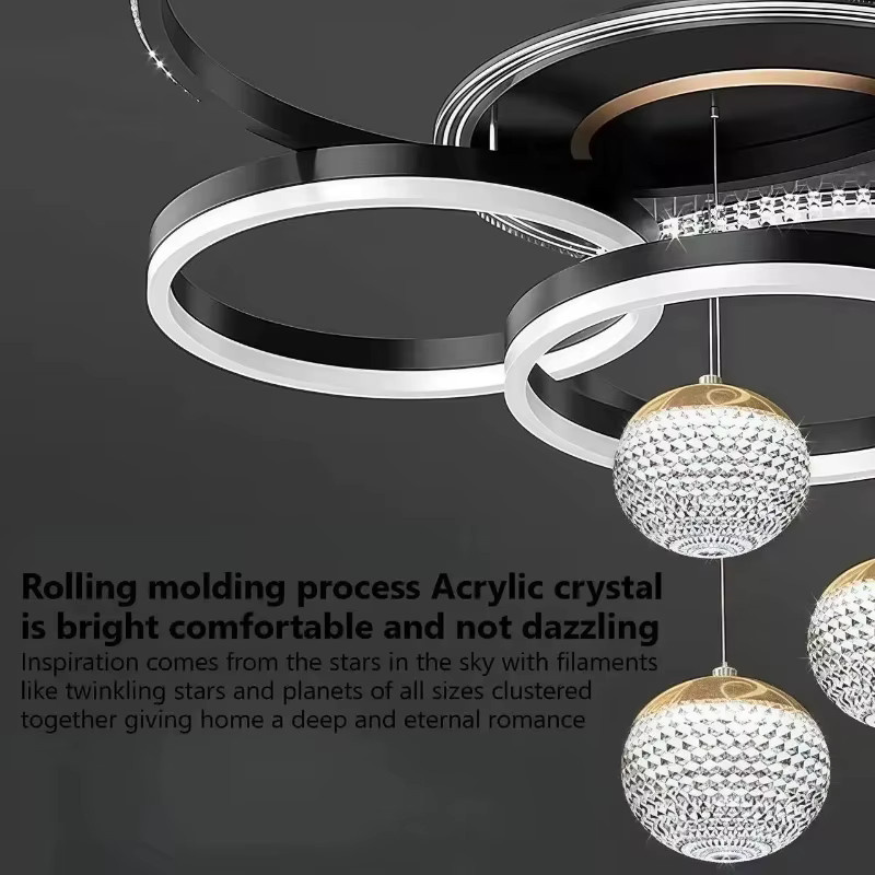 TAONUANSHU Moderne LED Deckenleuchte in Ringform aus Kristall und Metall, Farbe Weiß, Warmweißes Licht - Bild 2