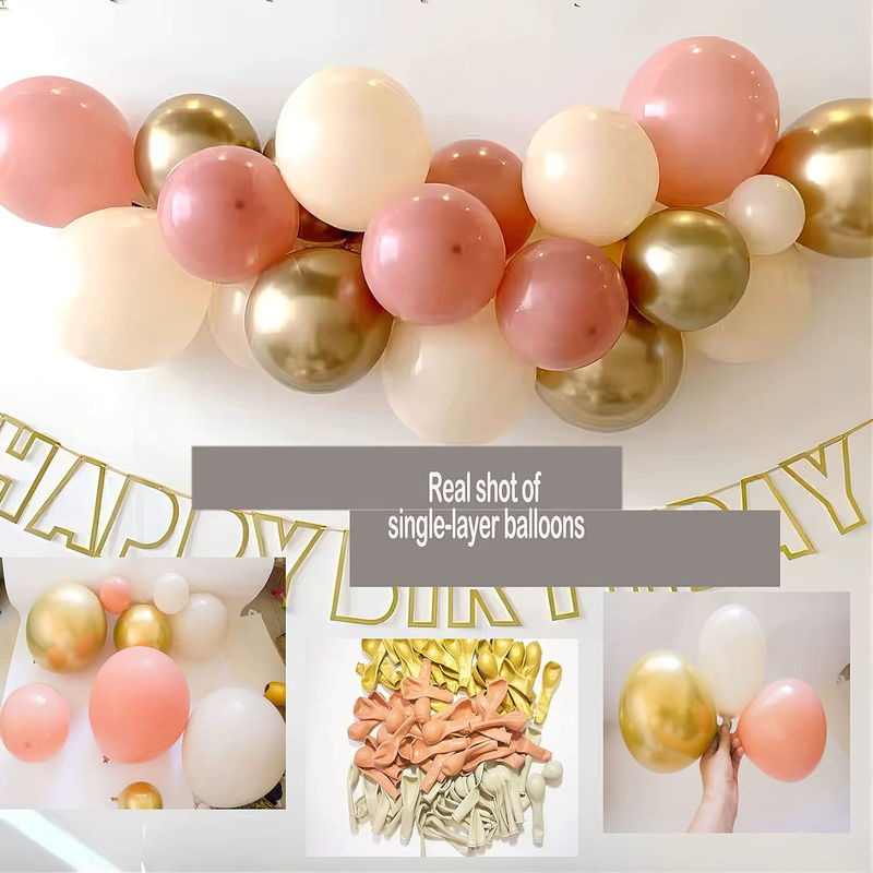 135-teiliges Latex-Ballon-Set in Grau, Rosa und Gold für deine Dekoration bei Geburtstagen, Hochzeiten oder Babypartys - Bild 2
