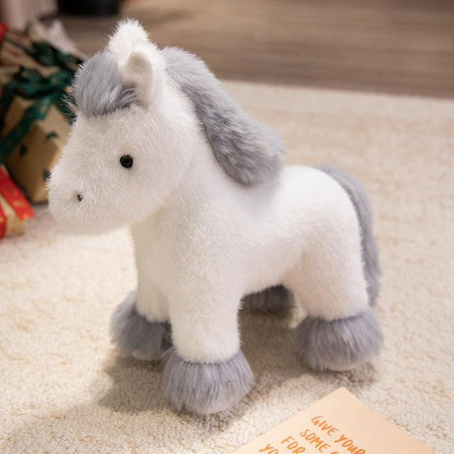Simulations-Pony-Puppe Plüschtier, Fohlen-Puppe, weiß, 23cm - Bild 1