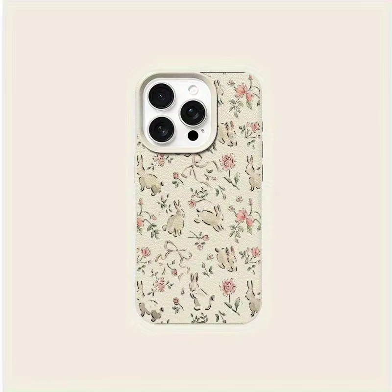 Handyhülle mit Schmetterlings-Häschen-Design und rosa Blumendruck für Xiaomi Mi 15T Pro, 14T, 14, 13T, 13, Poco X7, X6, F5, F7, X5, M6 Pro (4G/5G) in Pink - Bild 4