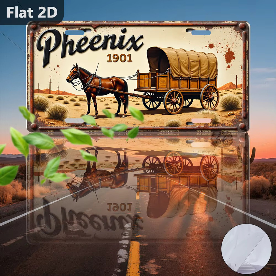 Vintage Blechschild Phoenix Wagon 1901 von CIFBUY, Retro Wanddekoration aus Metall in Mehrfarbig, Breite: 30,48 cm, Höhe: 15,0 cm, Tiefe: 15,0 cm - Bild 4