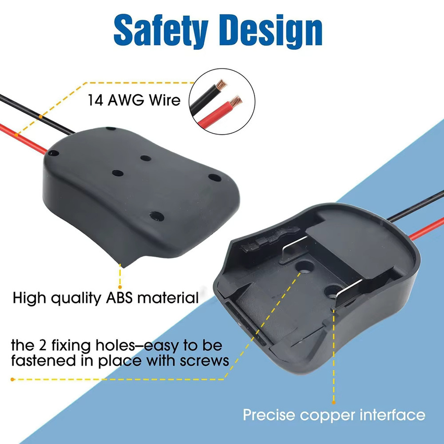 Dawupine DIY Stecker Adapter Dock Halterung für Makita 14,4 V und 18 V Lithium-Ionen Batterien BL1830 BL1430 in Schwarz - Bild 2