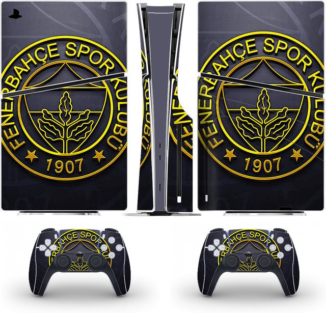 Fenerbahce Football PS5 Slim Disc Skin Aufkleber Set für Konsole und 2 Controller in Gold und Multicolour aus Vinyl - Bild 1