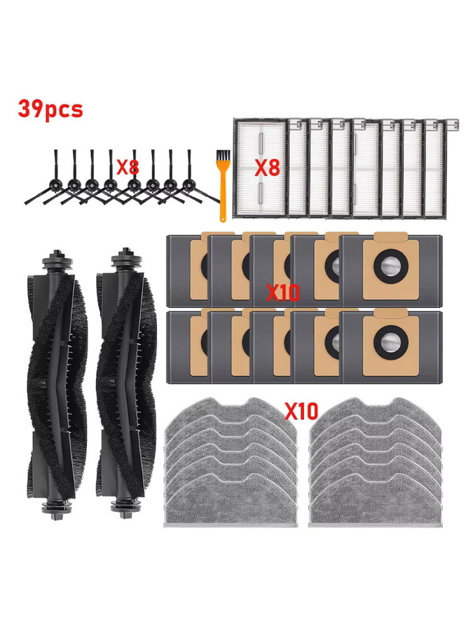 WINDNINJA Ersatzteil-Set für Eufy X8 Pro SES Roboter-Staubsauger mit Staubbeuteln, Rollenbürsten, Hauptseitenbürsten und Mopptüchern - Bild 2