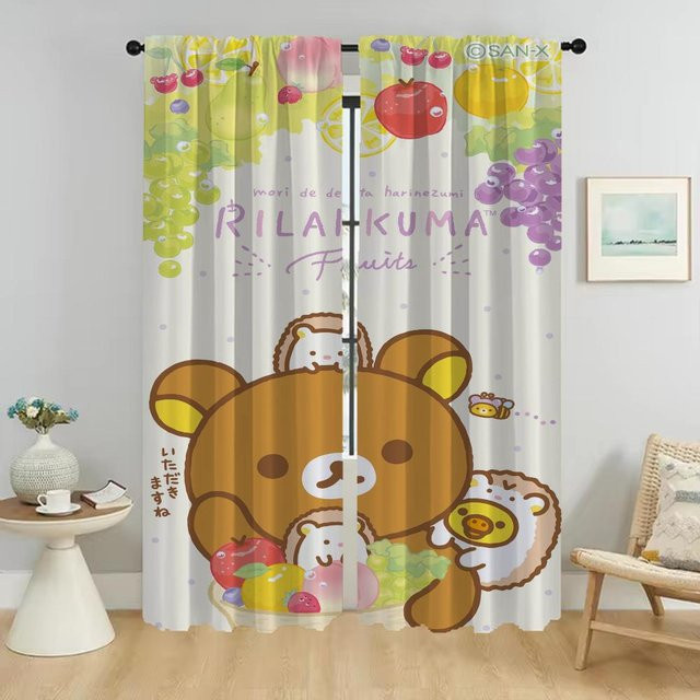 Rilakkuma Verdunkelungsvorhänge für Kinderzimmer und Wohnzimmer, 2er-Set, Mehrfarbig, B: 50 cm, H: 70 cm - Bild 1