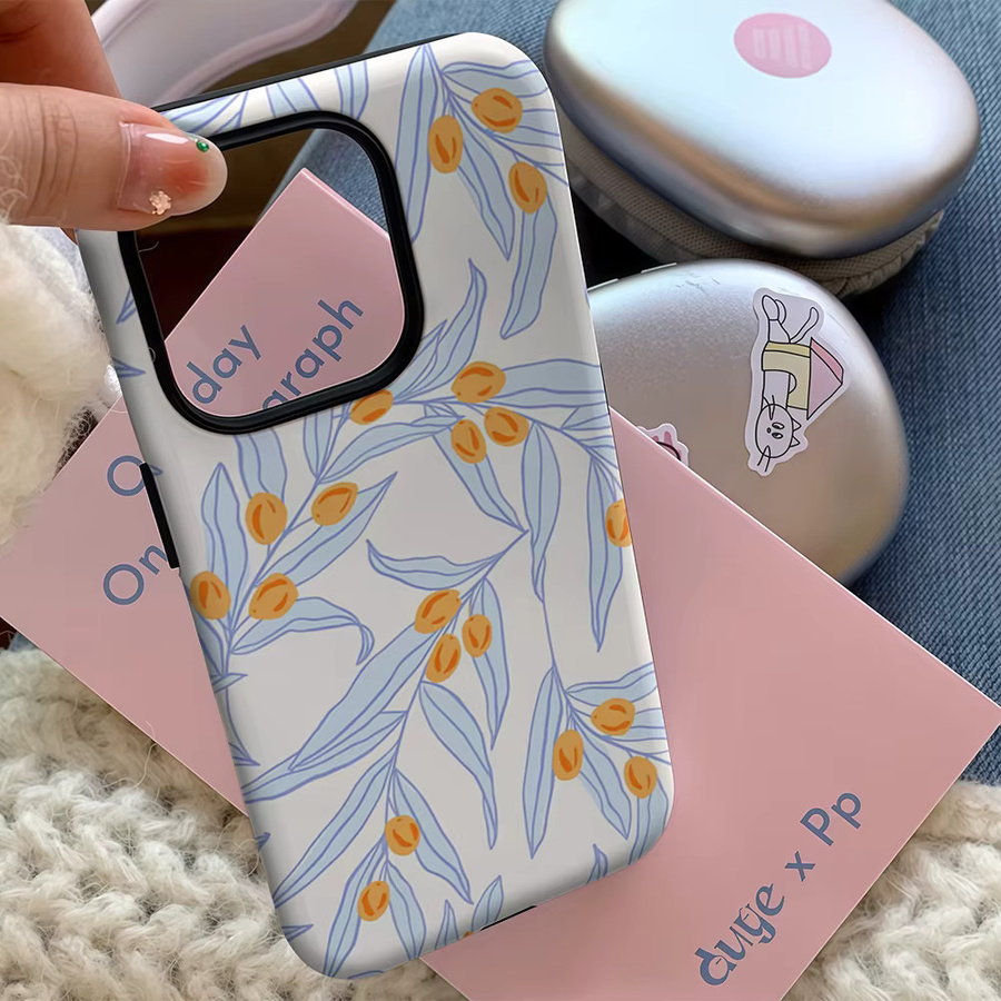 Handyhülle mit Olive Branch Pattern für iPhone 11 bis iPhone 17 Pro Max Plus, doppelschichtige Rückseite, Multicolour - Bild 4