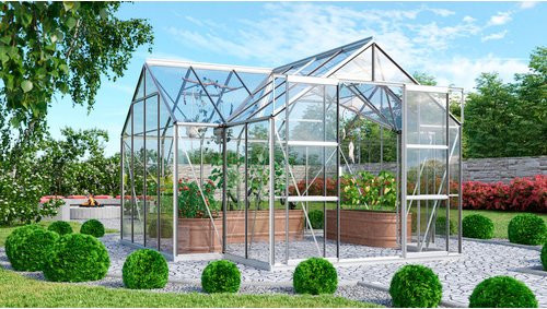 VITAVIA Gewächshaus Sirona Plus in Silber mit Aluminiumrahmen, B/H/T: 383 x 254 x 383 cm - Bild 1