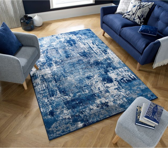 Abstrakt Teppich Blau Kadima Design B: 80 cm, T: 150 cm - Bild 1