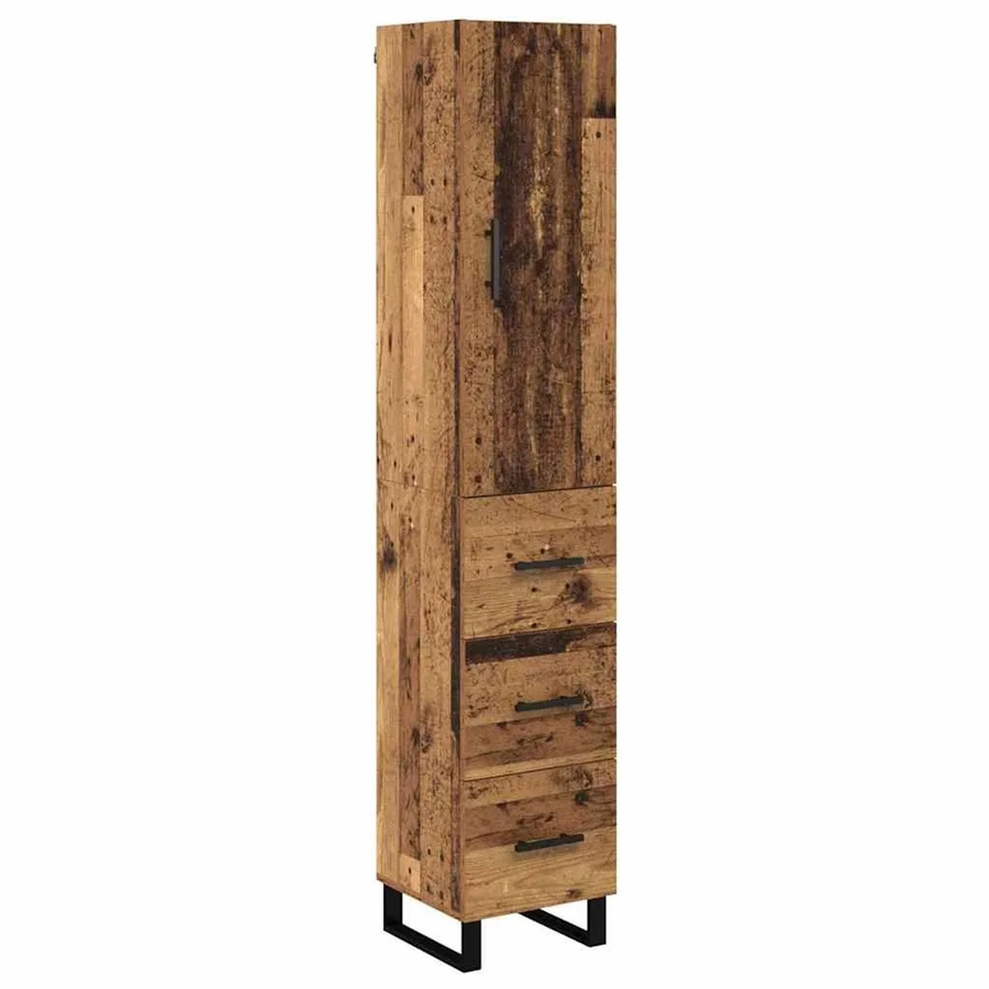 vidaXL Highboard aus Holzwerkstoff in Braun mit Türen und Schubladen, B/T/H: 34,5 x 34 x 180 cm - Bild 2