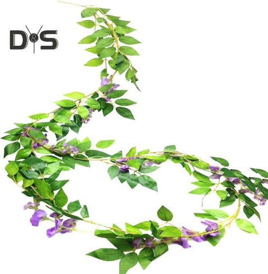 DYS Home Decor Künstliche Wisteria Blumengirlande in Violett und Grün, 200 cm Hängende Efeu-Blumen für Hochzeit, Garten und Wandbehang - Bild 1