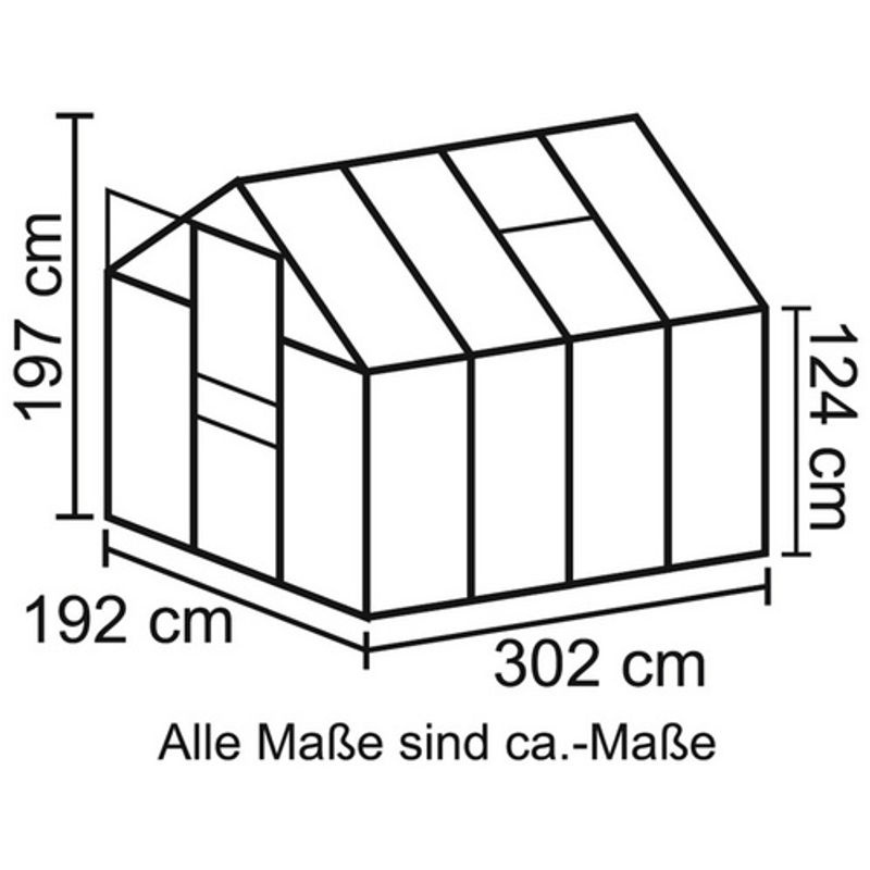 Vitavia Gewächshaus Calypso 5800 aus eloxiertem Aluminium in Silber, 5,8 m², mit 4 mm Hohlkammerplatten - Bild 6