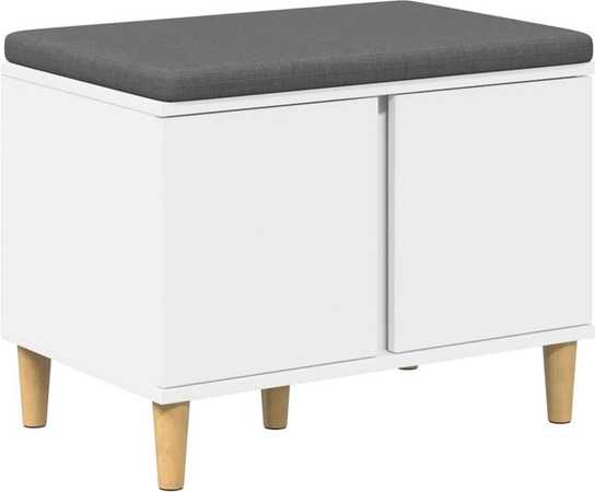 vidaXL Flurbank mit Schuhregal in Weiß aus Holzwerkstoff und Stoff, B/T/H: 60 x 38 x 46 cm