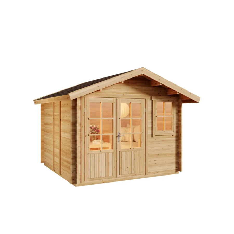 Alpholz Gartenhaus Set Palermo Naturbelassen mit Dacheindeckung und Fußboden B/T: 331 x 331 cm - Bild 2