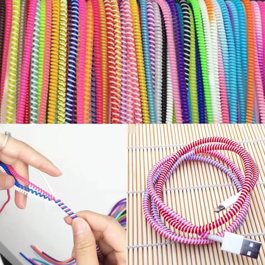 Multicolor TPU-Spiral-USB-Ladeschutz für iPhone, Samsung und Huawei, 1,4 m Kabelwickler und Schutzüberzug - Bild 2