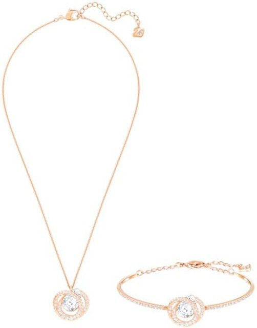 Swarovski Schmuck-Set, Halskette, Armband, Roségold, Kristall, Damen - Bild 1